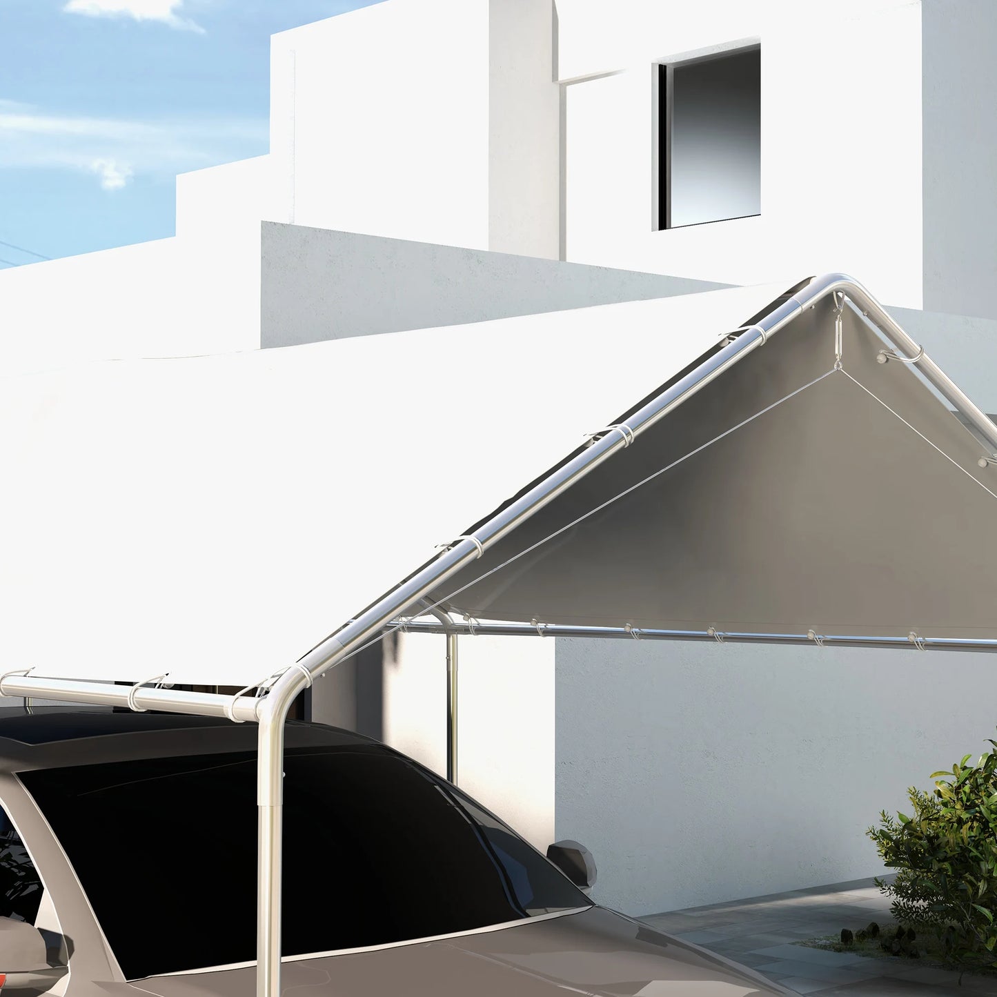 10' X 20' Carport Roof, Canopy Replacement Cover for 84C-159 Series, with Ball Bungee Cords, White