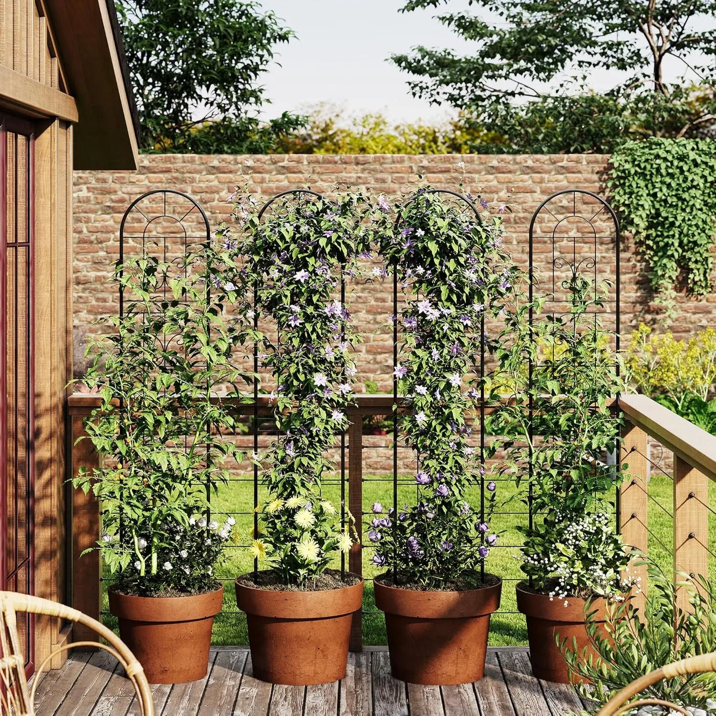 Garden Trellis for Climbing Plants Outdoor, Decorative Garden Trellis for Flowers, Vines & Vegetables, Climbing Plant Support