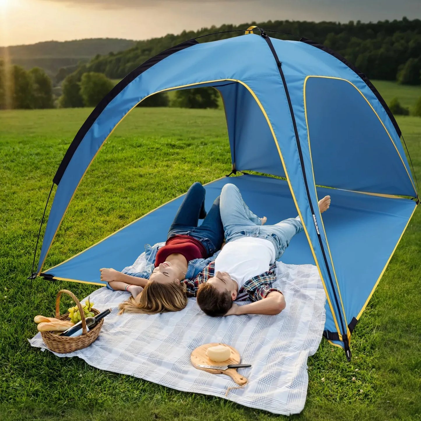 Beach Tent Sun Shelter UPF 50 Plus UV Protection 6.9 x 6.9 ft Canopy for 4 6 Adults Portable Outdoor Shade with Carry Bag