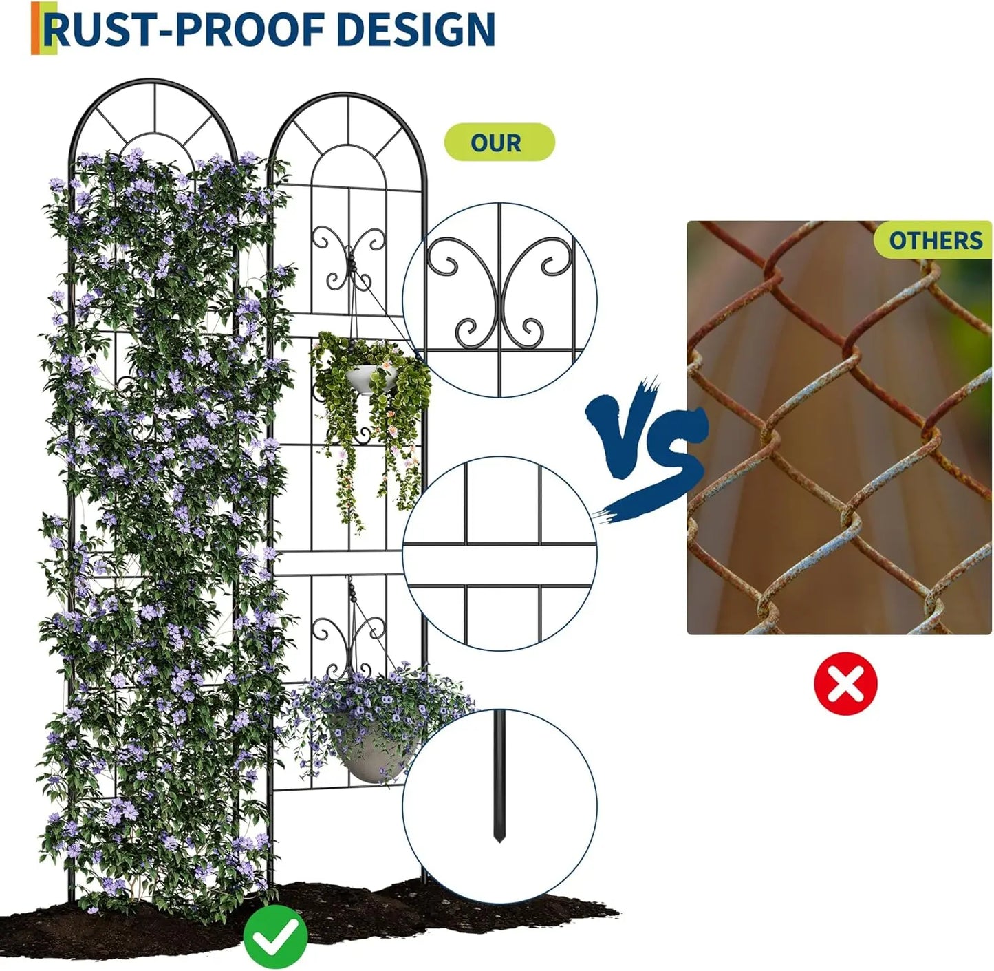 Garden Trellis for Climbing Plants Outdoor, Decorative Garden Trellis for Flowers, Vines & Vegetables, Climbing Plant Support