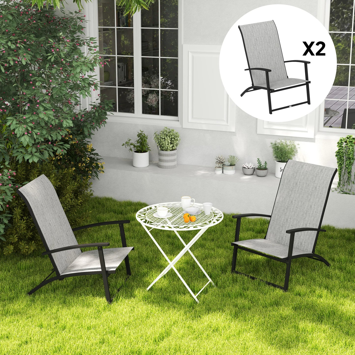 Folding Patio Chairs Set Of 2 Portable Camping Chairs