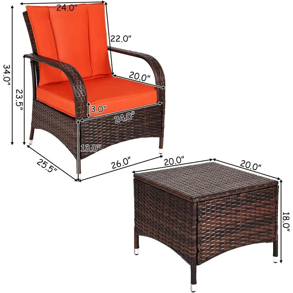 Wicker Outdoor Patio Set With Glass Top Coffee Table