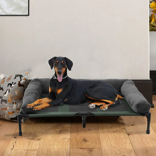 BINGOPAW Elevated Pet Lounger Bed Indoor Outdoor With Detachable Bolster
