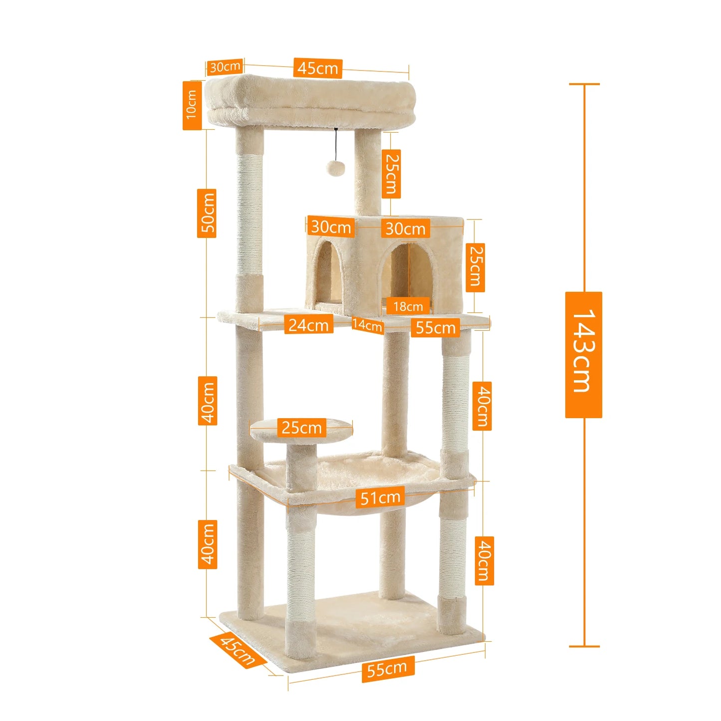 PAWZ Road Five Tier Cat Tree for Indoor Large Cats