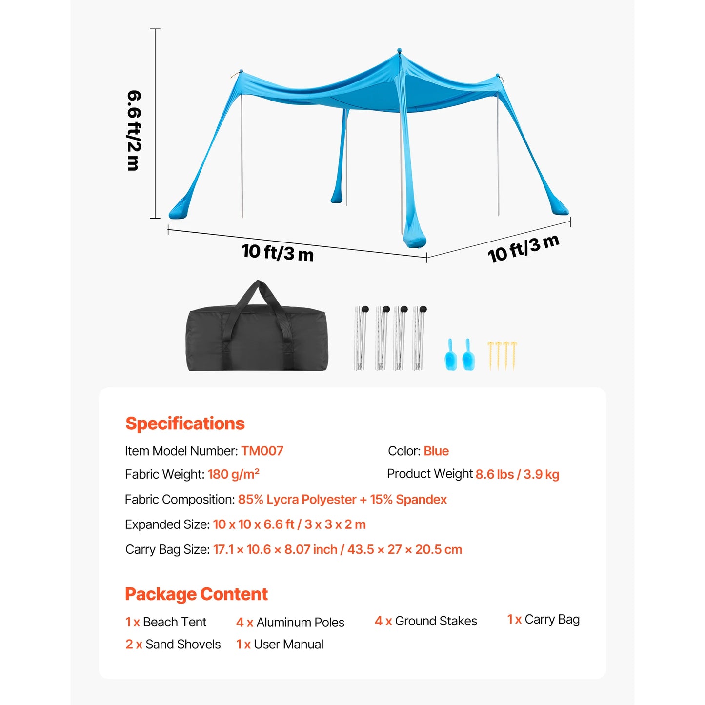 SucceBuy Beach Tent Sun Shelter UPF50+ Sun Protection Easy Pop Up Beach Canopy Portable Shade for Family Outings Camping Fishing