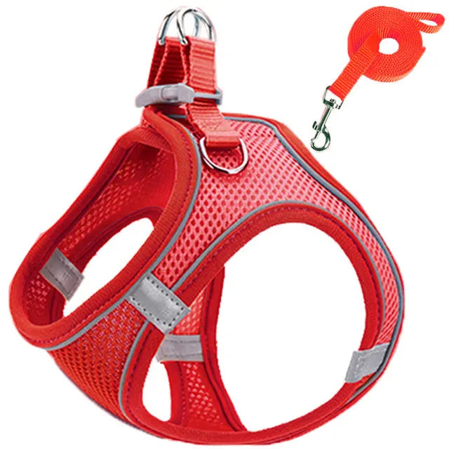 Reflective Cat Harness And Adjustable Leash Set For Cats And Small Dogs